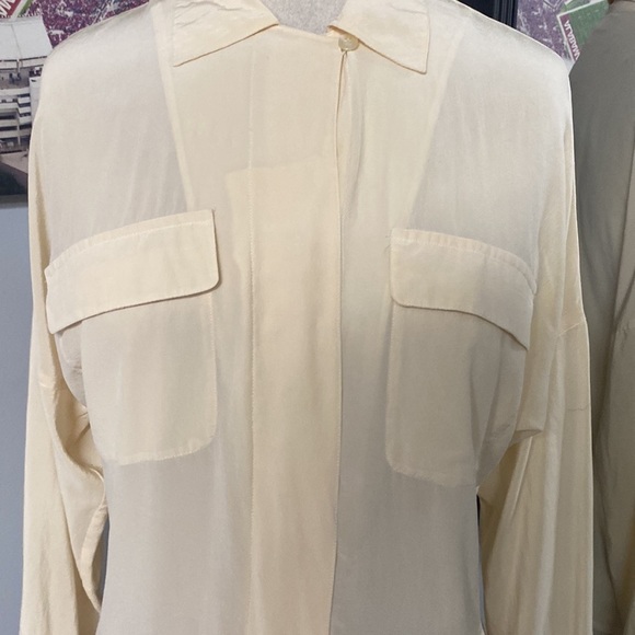 RAFAELLA PETITES 100% SILK BUTTON UP LONG DOLMAN SLEEVE CROSSOVER HIDDEN BUTTON - Picture 2 of 10